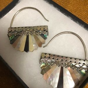 Silver earrings with abalone shell HANDMADE